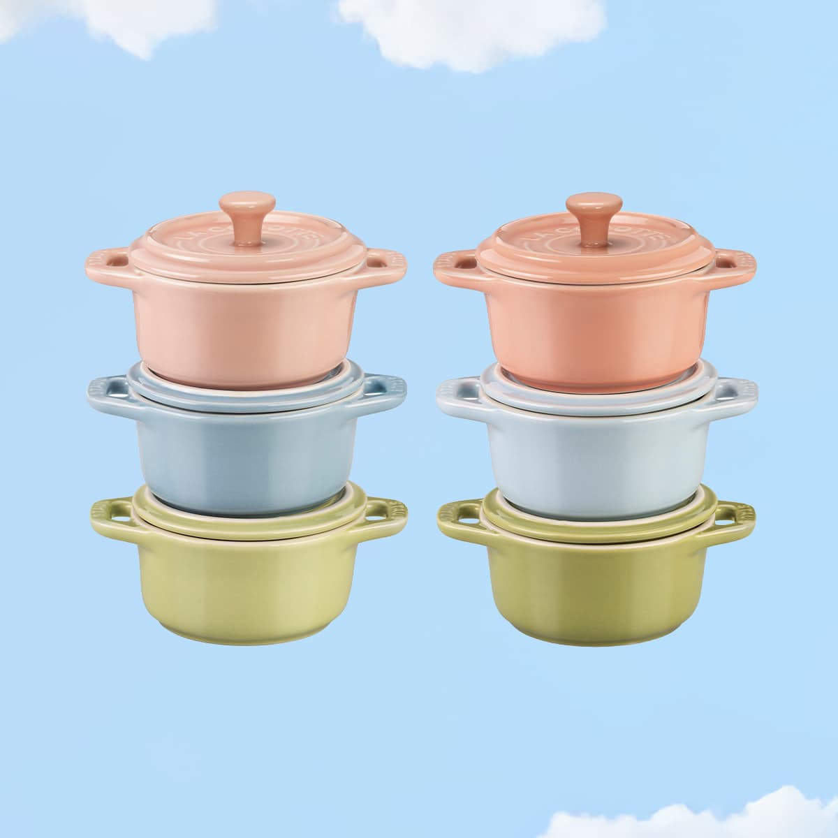 CERAMICS Cocotte set macaron